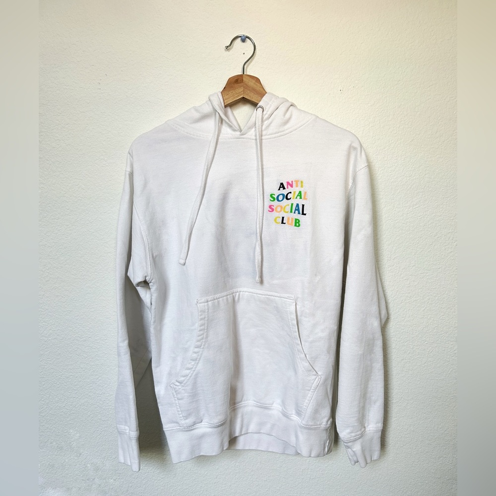Anti Social Social Club White Hoodie, Rainbow Lettering